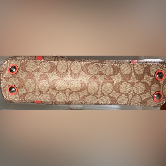 Coach Peyton Signature Logo Heritage Authentic Tote with Orange Leather Trim! 🧡 - Picture 12 of 14